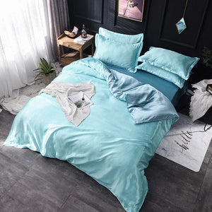 Luxury 100% Silk Bedding Set King Queen Twin 3/4/5pcs Bed Linen Solid Color Satin Bedding With Duvet Cover Bed Sheet Pillowcases