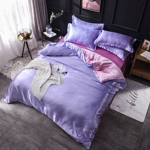 Luxury 100% Silk Bedding Set King Queen Twin 3/4/5pcs Bed Linen Solid Color Satin Bedding With Duvet Cover Bed Sheet Pillowcases