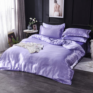 Luxury 100% Silk Bedding Set King Queen Twin 3/4/5pcs Bed Linen Solid Color Satin Bedding With Duvet Cover Bed Sheet Pillowcases