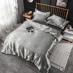 Luxury 100% Silk Bedding Set King Queen Twin 3/4/5pcs Bed Linen Solid Color Satin Bedding With Duvet Cover Bed Sheet Pillowcases