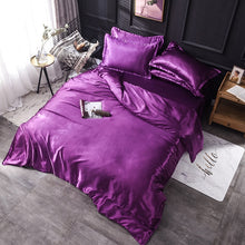 Load image into Gallery viewer, Luxury 100% Silk Bedding Set King Queen Twin 3/4/5pcs Bed Linen Solid Color Satin Bedding With Duvet Cover Bed Sheet Pillowcases
