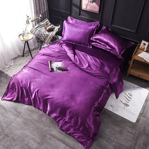 Luxury 100% Silk Bedding Set King Queen Twin 3/4/5pcs Bed Linen Solid Color Satin Bedding With Duvet Cover Bed Sheet Pillowcases