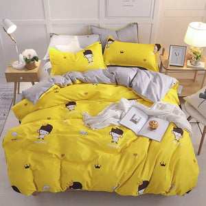 Yellow duck Soft comfortable 4pcs Bedding Set Bed Linen Bed Set Sheet Duvet Cover Pillowcase king queen full twin size