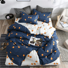 Load image into Gallery viewer, Home bedding 4pcs flat sheet set red heart bed linen set sheet pillowcase&amp;duvet cover set Cute bird child bedclothes leaf cover
