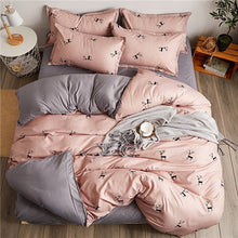 Load image into Gallery viewer, Home bedding 4pcs flat sheet set red heart bed linen set sheet pillowcase&amp;duvet cover set Cute bird child bedclothes leaf cover
