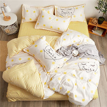 Load image into Gallery viewer, Home bedding 4pcs flat sheet set red heart bed linen set sheet pillowcase&amp;duvet cover set Cute bird child bedclothes leaf cover
